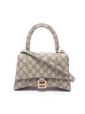 Gucci Handbag Hacker Project Flora Hourglass 2-Way Beige Canvas Small